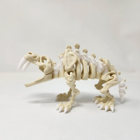 Saber Tooth Tiger Dinosaur Skeleton 3D Printed Articulated Flexi Factory Figure - Picture 1 of 7